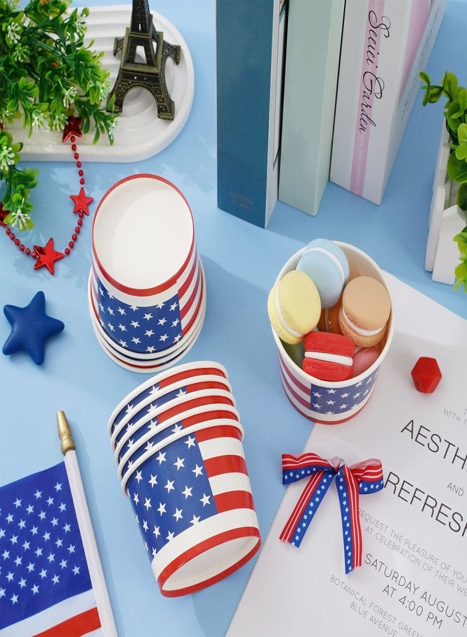 Whaline 50Pcs Patriotic Treat Snack Cups American Flag Disposable Paper Bowls 6.5oz Patriotic Paper Cups Ice Cream Bowl for 4th of July Dessert Treats Independence Day Party Favor Supplies Decor - Image 4